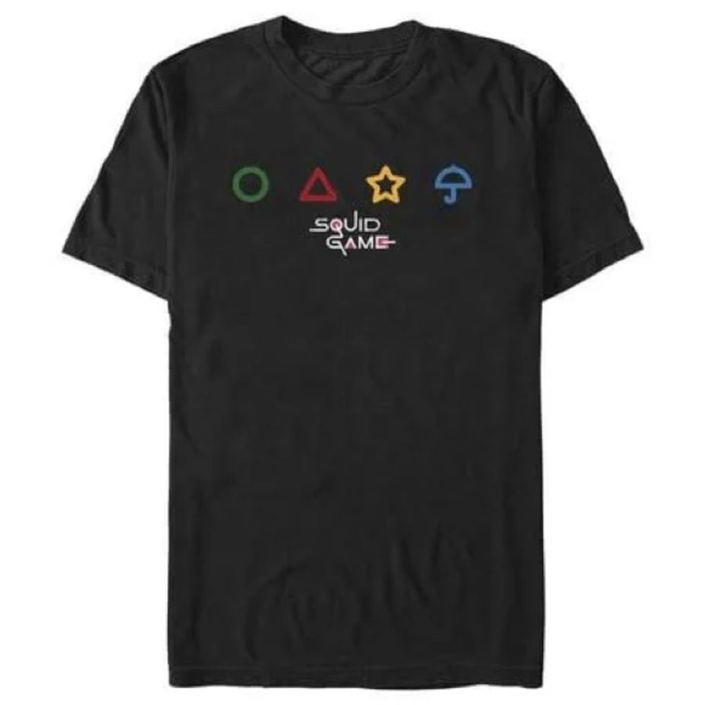 Black squid game shirt, size medium for girls.